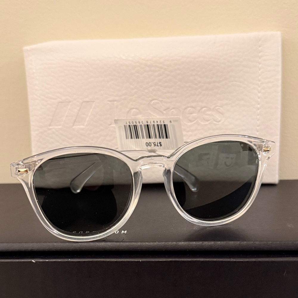 Le Specs Clear Frame Sunglasses with Black Lenses